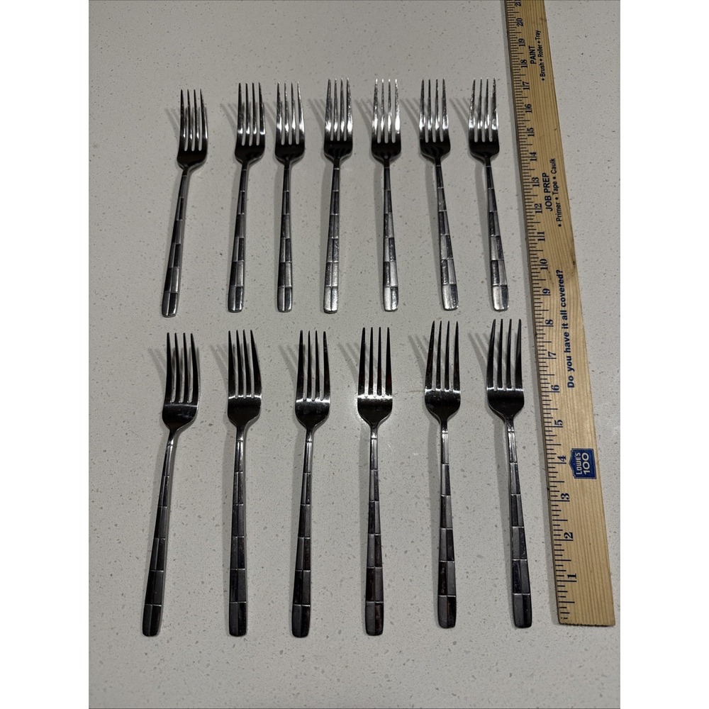 Cambridge Landscape stainless Steel Dinner Forks Set 13 glossy satin‎ frosted